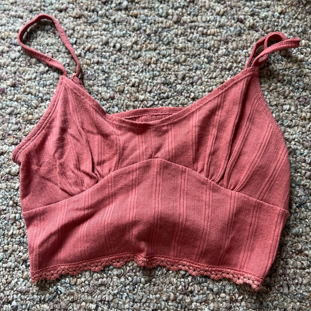 American Eagle Coral Cropped Tank Top